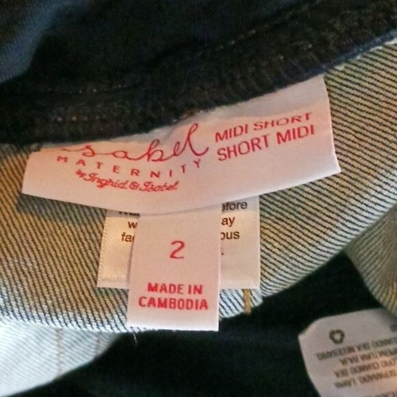 Isabel Maternity Shorts Blue Denim Stretch Over Belly Comfy Midi Womens - Picture 8 of 13